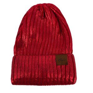 Cloie Metallic Shimmer Winter Beanie Red One Size NWT